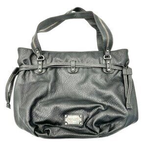 Rosetti Black Shoulder Bag Dual Straps Interior Pockets Pebbled Faux Leather